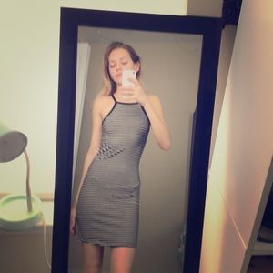 Striped black and white body con dress